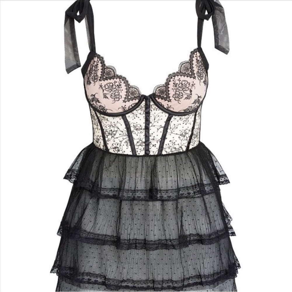 FOR LOVE & LEMONS Freya Slip Black Corset Tulle Dress Size: Large never worn - Picture 4 of 7